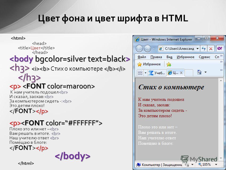 Как поменять цвет фона в html