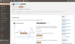 Главный экран W3 Total Cache 