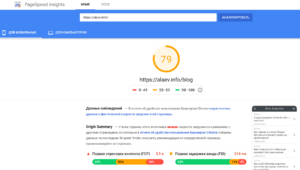 Оценка скорости сайта по Google PageSpeed Insights