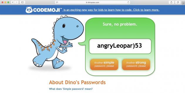 Генератор паролей Dinopass