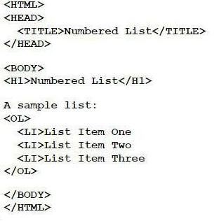 html тег нумерованный список