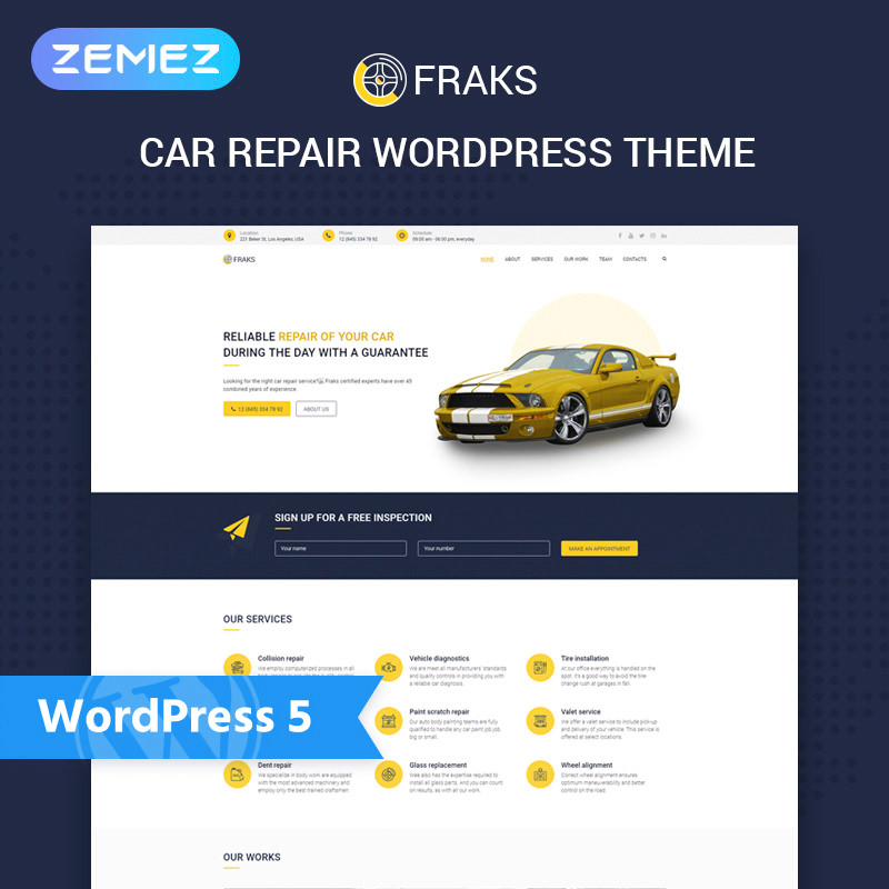 WordPress шаблон Fraks - Car Repair Multipurpose Classic Elementor