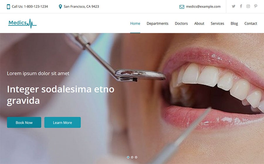 Адаптивный WordPress шаблон №67817 на тему стоматология