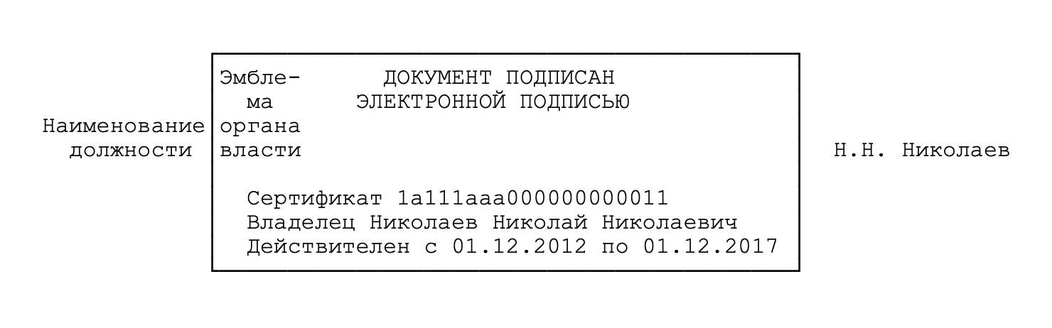 По госту отметка электронной подписи должна выглядеть и располагаться вот так