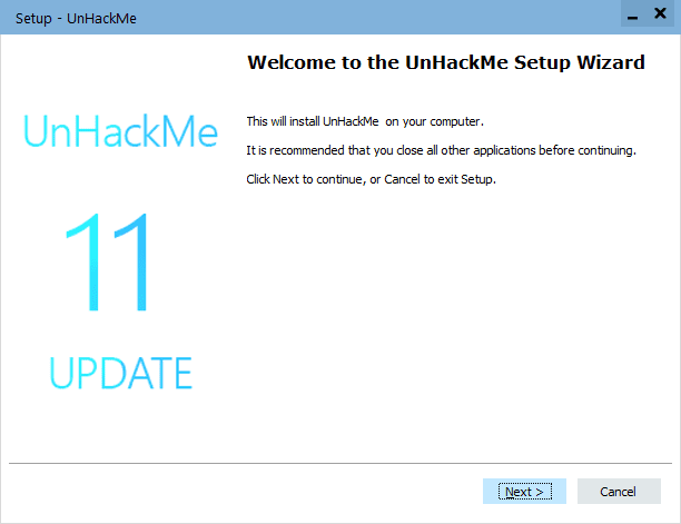 начать установку UnHackMe