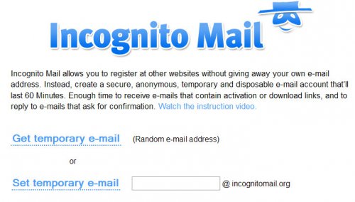 Временный электронный ящик Incognito Mail