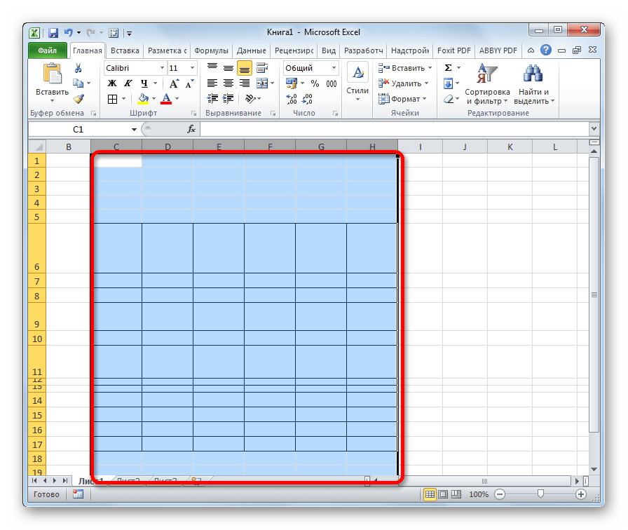 Размер столбцов изменен в Microsoft Excel