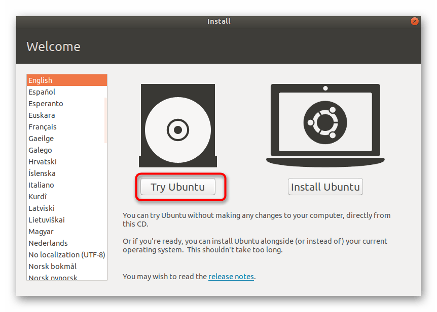 Запуск LiveCD с Linux для дальнейшей настройки перед установкой Виндовс 10