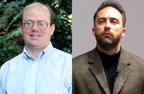 Ларри Сэнгер (слева) и Джимми Уэльс (справа) основатели Википедии