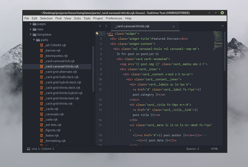 Gravity Theme for Sublime Text