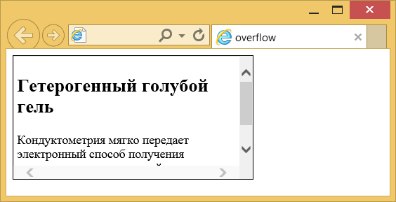 Применение свойства overflow 