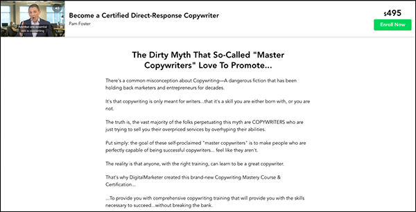 The DigitalMarketer copywriting Cert landing page