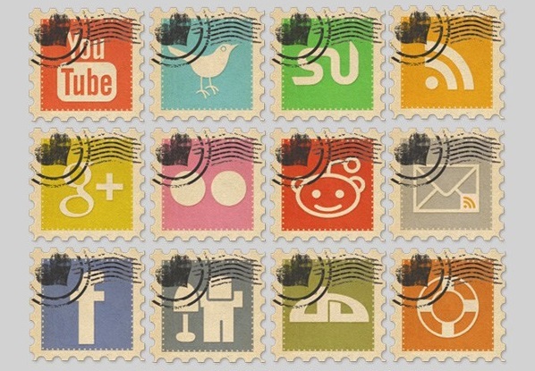  Vintage Social Media Stamps
