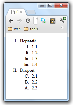 Нумерованный HTML список. Пример использования тега <ol>